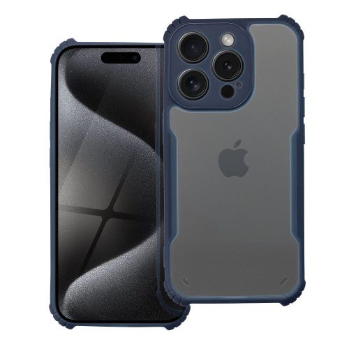 Apple Iphone 15 erősített ütésálló szilikon tok átlátszó-kék