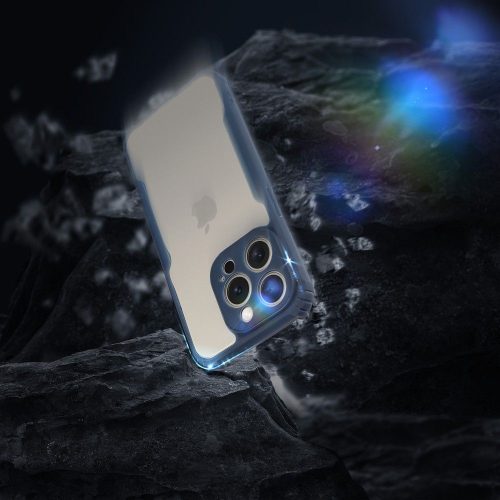 Apple Iphone 15 erősített ütésálló szilikon tok átlátszó-kék