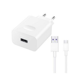   Hálózati töltőfej Huawei HW-100225E00 Supercharge Usb kimenet 2.25A + Type-c adatkábel bliszteres gyári fehér