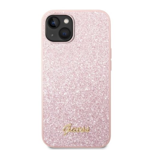 Apple Iphone 14 Guess Glitter Flakes Metal Logo szilikon tok