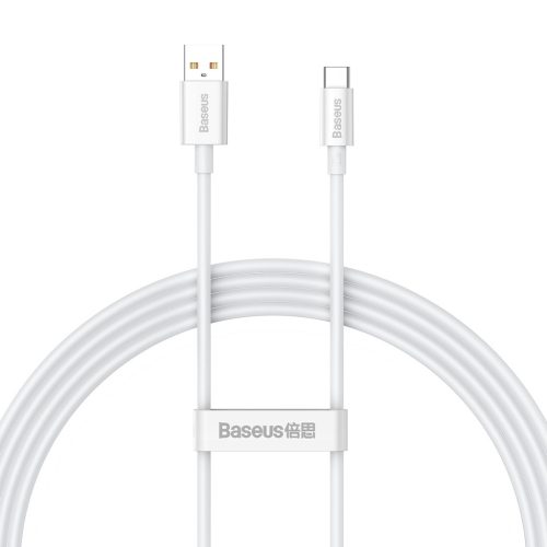 Töltő és adatkábel Baseus Superior Type-c USB-A 100cm 66W 5A erősített fehér