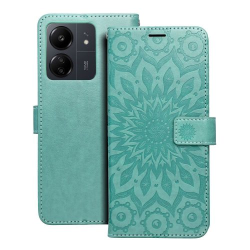 Xiaomi Redmi 13C oldalra nyíló könyv tok Mandala minta zöld