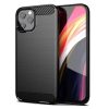 Apple Iphone 17 Pro Max erősített szilikon tok szálcsiszolt karbon minta fekete
