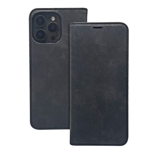 Samsung Galaxy A35 oldalra nyíló könyv tok sok zsebbel koptatott fekete