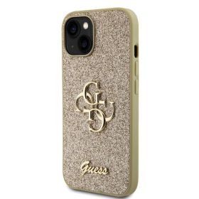   Apple Iphone 15 Pro Guess Glitter Metal Logo szilikon tok arany