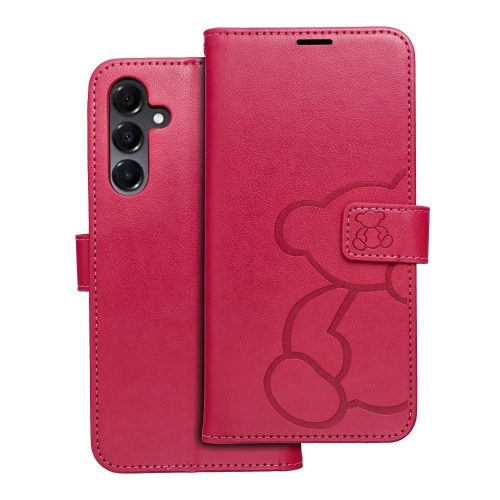 Samsung Galaxy A16 oldalra nyíló könyv tok Teddy Bear magenta