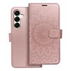 Samsung Galaxy A56 5G oldalra nyíló könyv tok Mandala minta rozé arany