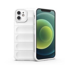   Apple Iphone 14 Pro Max kameravédős erősített szilikon tok pastel hullámos minta velúr belső fehér