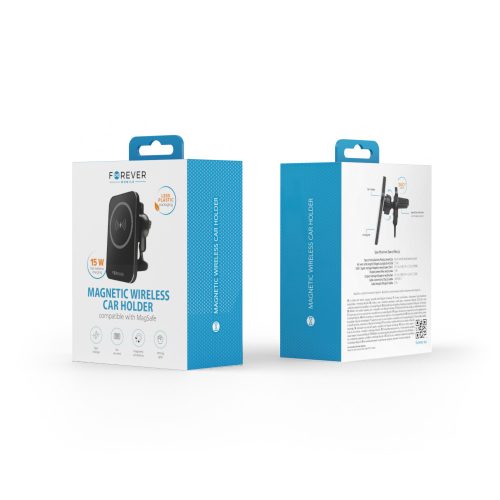 Forever autós telefon tartó Magsafe 15W vezeték nélküli töltéssel fekete