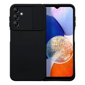   Samsung Galaxy A14 4G A14 5G ütésálló szilikon tok eltolható kamera védővel fekete