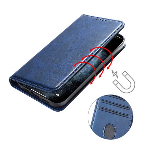 Xiaomi Redmi Note 9 Pro 9S oldalra nyíló könyv tok sok zsebbel sötétkék