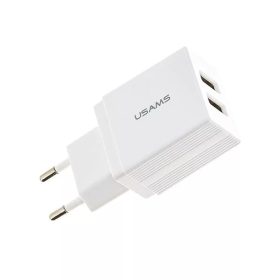 Hálózati töltőfej USAMS T24 dupla Usb-A 2.1A fehér