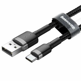   Töltő és adatkábel Baseus CATKLF-BG1 Usb A Type-c 100cm 3A szövet erősített fekete-szürke