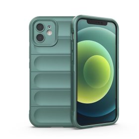   Apple Iphone 13 Pro kameravédős erősített szilikon tok pastel hullámos minta velúr belső éjzöld