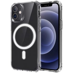   Apple Iphone 15 Pro Max Magsafe kameravédős erősített átlátszó szilikon tok