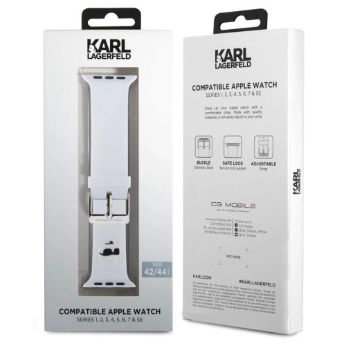 Karl Lagerfeld KLAWLSLCNH Apple Watch 42 44 45 49 mm szilikon óraszíj fehér