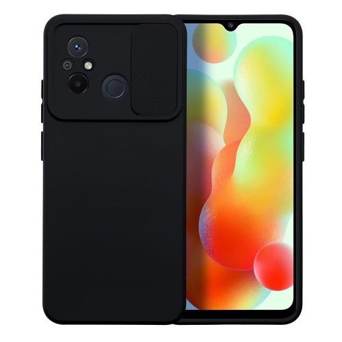 Xiaomi Redmi 12C ütésálló szilikon tok eltolható kamera védővel fekete