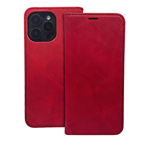 Samsung Galaxy A05s oldalra nyíló könyv tok sok zsebbel koptatott piros