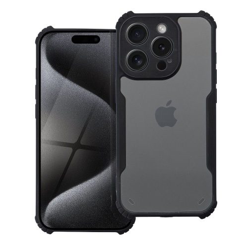Apple Iphone 16 erősített ütésálló szilikon tok átlátszó-fekete