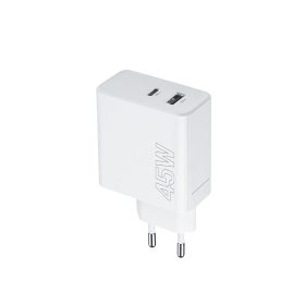   Hálózati töltőfej Maxlife PD 45W gyors töltő adapter USB-A Type-c aljzattal fehér