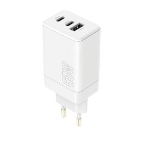   Hálózati töltőfej Maxlife PD 65W gyors töltő adapter USB-A Type-c aljzattal fehér