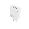 Hálózati töltőfej Maxlife PD 65W gyors töltő adapter USB-A Type-c aljzattal fehér