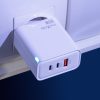 Hálózati töltőfej Maxlife PD 65W gyors töltő adapter USB-A Type-c aljzattal fehér