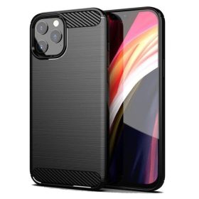   Samsung Galaxy A51 erősített szilikon tok szálcsiszolt karbon minta fekete