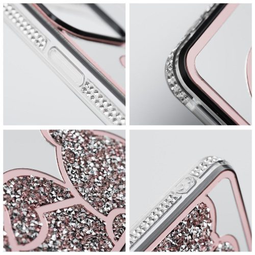 Samsung Galaxy A56 5G tok csillogó maci mintával ezüst