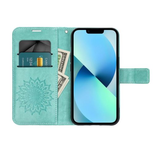 Samsung A17 / A26 oldalra nyíló könyv tok Mandala minta zöld