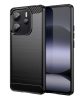 Xiaomi Redmi Note 14 Pro Pro Plus erősített szilikon tok szálcsiszolt karbon minta fekete