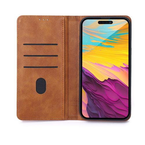 Samsung Galaxy A16 oldalra nyíló könyv tok sok zsebbel barna