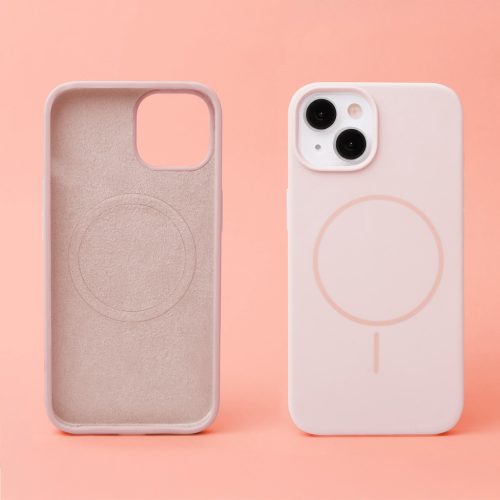 Apple Iphone 17 Magsafe kameravédős szilikon tok rózsaszín