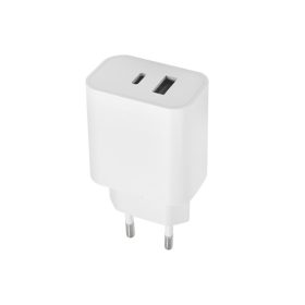   Hálózati töltőfej Maxlife PD 20W gyors töltő adapter USB-A Type-c aljzattal fehér