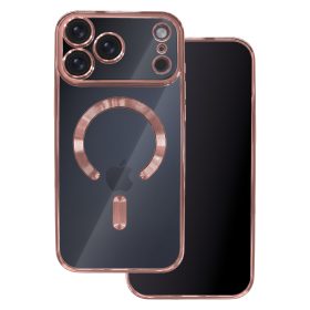  Apple Iphone 17 Pro / 18 Pro Magsafe kameravédős szilikon tok rozé arany kerettel