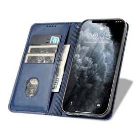   Samsung Galaxy A15 oldalra nyíló könyv tok sok zsebbel sötétkék