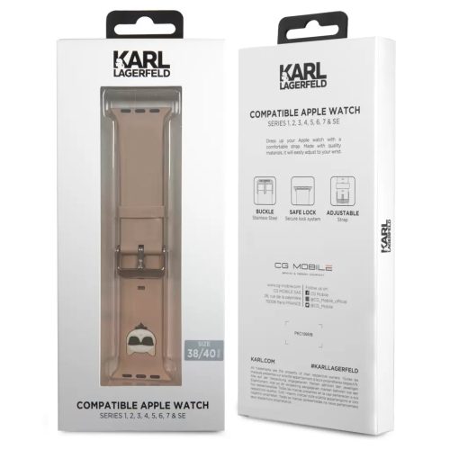 Karl Lagerfeld KLAWLSLCP Apple Watch 42 44 45 49 mm szilikon óraszíj rózsaszín