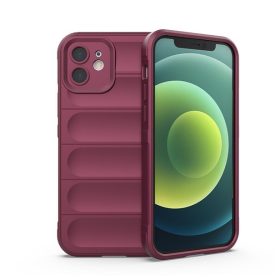   Samsung Galaxy S23 Ultra kameravédős erősített szilikon tok pastel hullámos minta velúr belső bordó