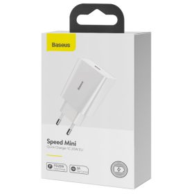   Hálózati töltőfej Baseus speed mini (CCFS-SN02) Type-c kimenet PD QC 3.0 20W 3A bliszteres fehér