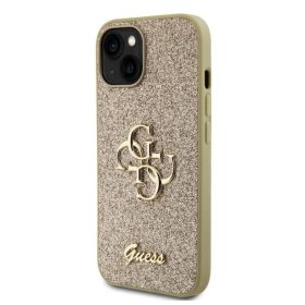 Apple Iphone 15 Guess Glitter Metal Logo arany szilikon tok