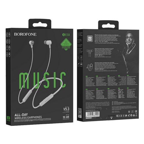  Vezeték nélküli fülhallgató Borofone BE58 Neck Sport nyakba akaszható fehér