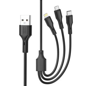 Töltő és adatkábel XO NB230 3in1 100cm 2,4a Fekete