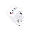 Hálózati töltőfej BWOO PD 65W PD gyors töltő adapter 2xUSB-A Type-c aljzattal fehér