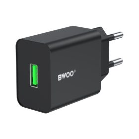   Hálózati töltőfej BWOO CDA249 USB-A 12W 2,4A adapter fekete
