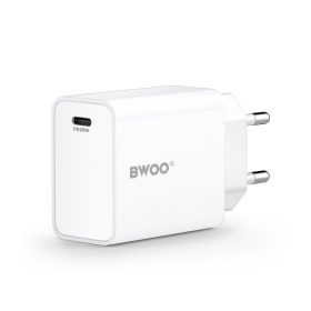   Hálózati töltőfej BWOO PD 20W gyors töltő adapter Type-c aljzattal fehér