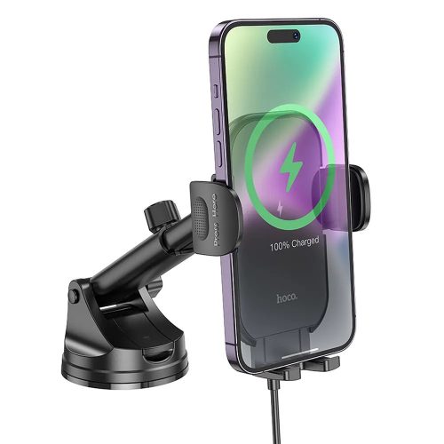 Hoco HW5 autós telefon tartó tapadókorongos vezeték nélküli töltővel fekete