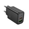 Hálózati töltőfej Hoco N61 PD 20W gyors töltő adapter USB-A Type-c aljzattal fekete