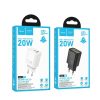 Hálózati töltőfej Hoco N61 PD 20W gyors töltő adapter USB-A Type-c aljzattal fekete