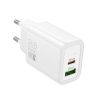 Hálózati töltőfej Hoco N61 PD 20W gyors töltő adapter USB-A Type-c aljzattal fehér