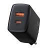 Hálózati töltőfej Baseus PD 20W gyors töltő adapter USB-A Type-c aljzattal fekete